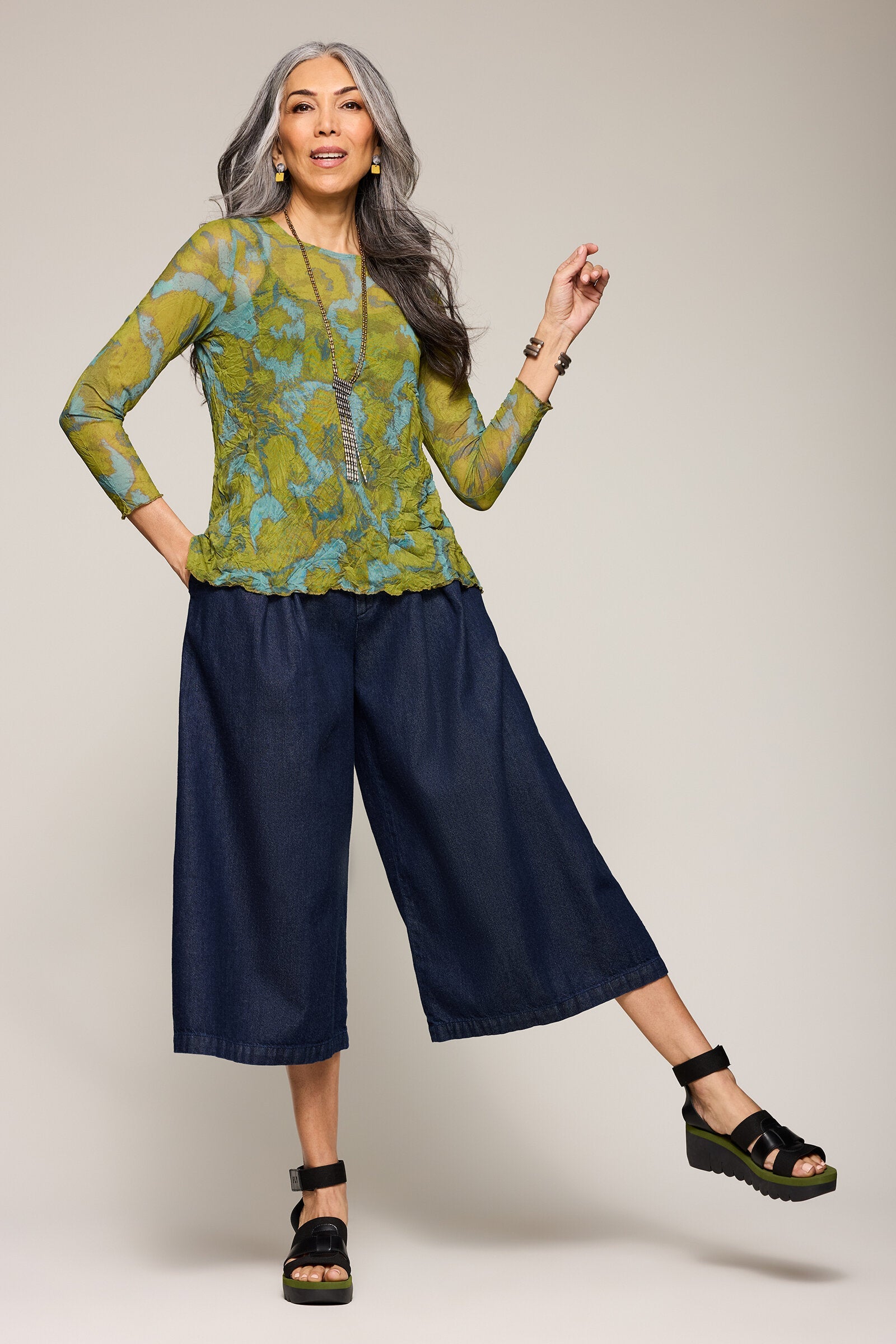 Super Soft Denim Culotte Pant